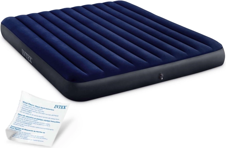 Dmuchany materac dwuosobowy INTEX z welurową powierzchnią 203 × 183 × 25 cm