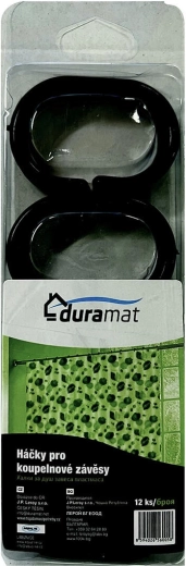 Haczyki do zasłony prysznicowej, czarne, 12 szt.