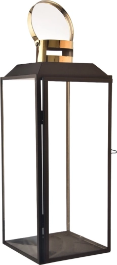 Duża dekoracyjna latarnia czarno-złota 42 cm