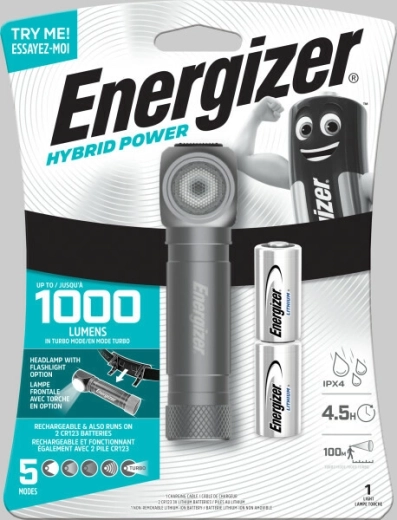 Energizer hybrydowa latarka czołowa LED do użytku ręcznego i bezdotykowego (hands‑free), 1000 lm
