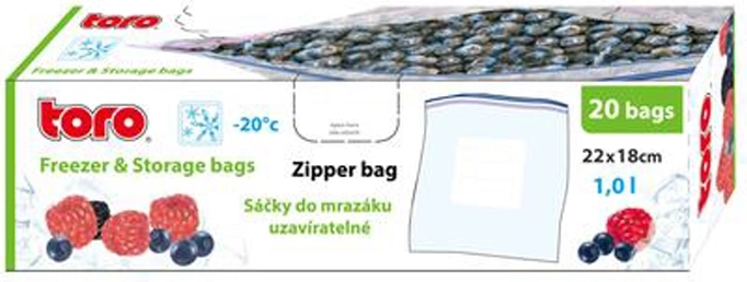Zamykane woreczki do zamrażarki TORO 1 l, 20 szt.