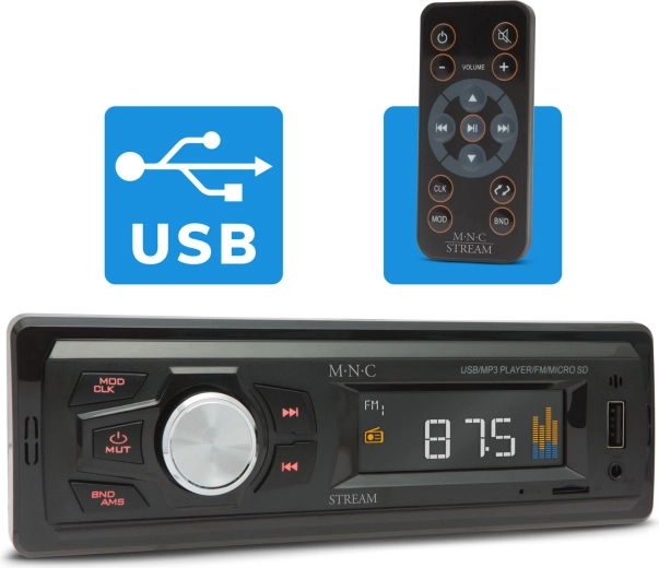 Radioodtwarzacz samochodowy M.N.C Stream z USB, AUX i microSD