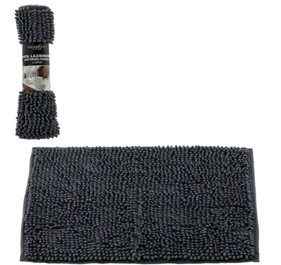 Łazienkowy antypoślizgowy dywanik z chenille 40 × 60 cm, szary