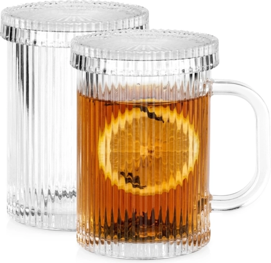 Szklane kubki Vilde z pokrywką 330 ml, 2 szt.