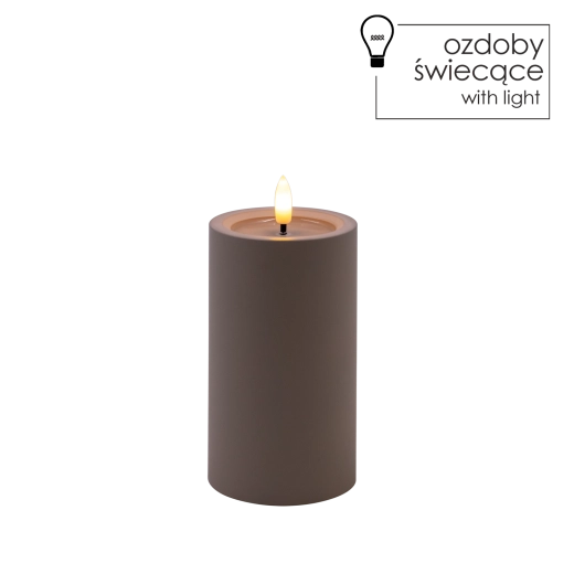 LED świeca szara 7 × 12,5 cm z migoczącym płomieniem