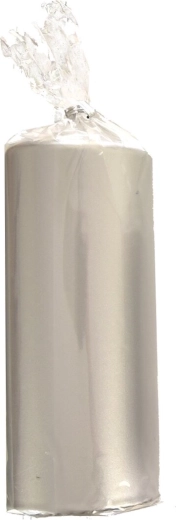 Srebrna metaliczna świeca walcowa 18 cm