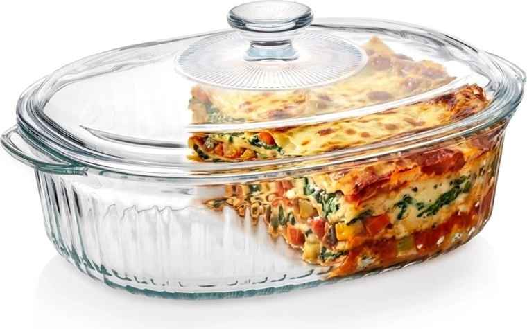 Szklane żaroodporne naczynie do zapiekania z pokrywą 2,5 l