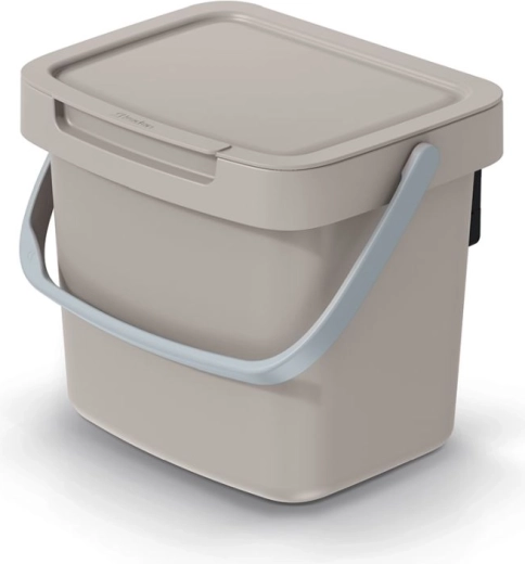 Kosz na śmieci 3 l z jasnobrązową pokrywką i uchwytem