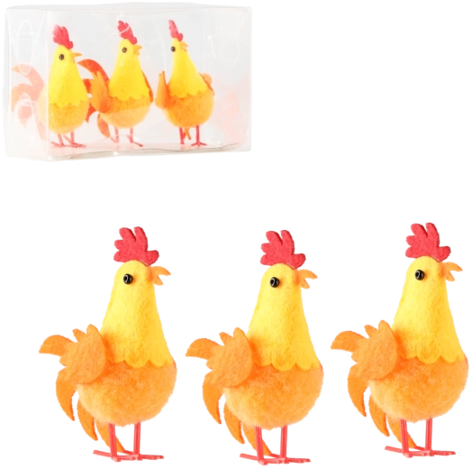 Zestaw wielkanocnych pomarańczowych kurczaczków – dekoracja do wnętrz (3 szt.)