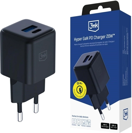 Ładowarka sieciowa 3mk Hyper GaN 20 W czarna