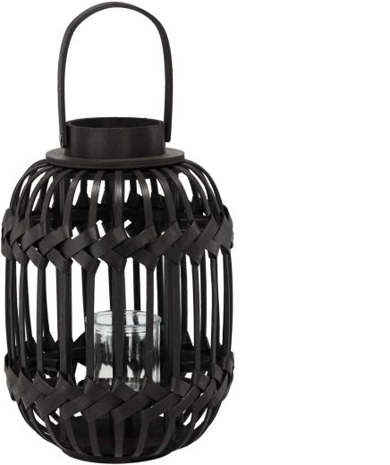 Czarny świecznik-latarnia ze szklaną wkładką
