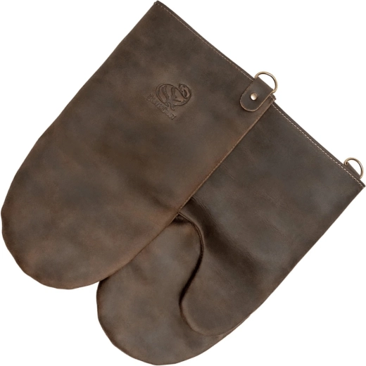 Skórzane, odporne na wysoką temperaturę rękawice BBQ Beavercraft, brązowe