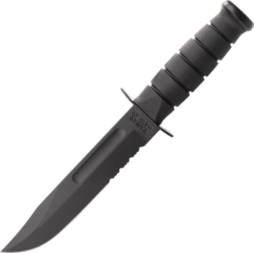 KA-BAR taktyczny nóż z stałą głownią, ząbkowane ostrze, czarny Kraton, pochwa Kydex 17,9 cm