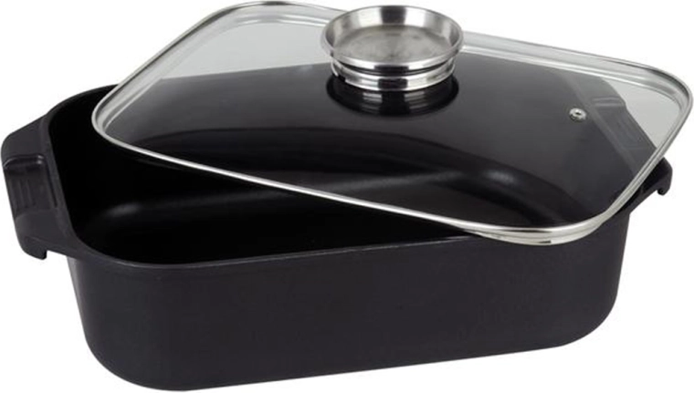 Brytfanna ze szklaną pokrywą 6,5 l, nieprzywierająca, czarna