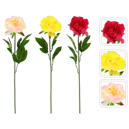 Sztuczna gałązka piwonii 65 cm – mix kolorów