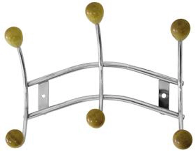 Wieszak ścienny z 3 haczykami, chrom z drewnianymi końcówkami 16 × 23,5 cm