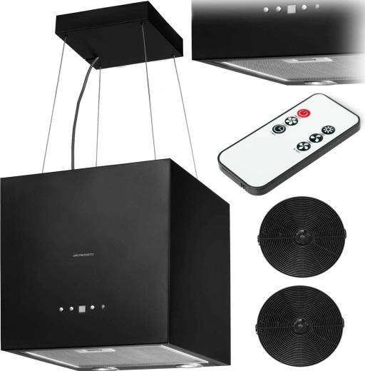 Wyspowy okap kuchenny 40 cm BERDSEN z oświetleniem LED i 2 filtrami węglowymi