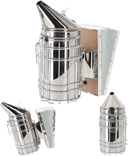 Nierdzewny podkurzacz pszczelarski 28 cm z mocznym skórzanym miechem