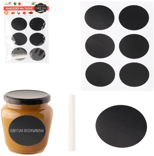 Zestaw tablicowych samoprzylepnych etykiet na słoiki 6 × 4,8 cm – 18 szt.