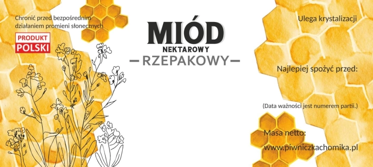 Zestaw etykiet na miód rzepakowy 116 × 50 mm, 100 szt.