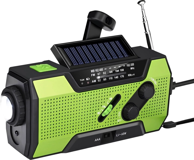 Renew force wielofunkcyjne awaryjne radio solarne z dynamem i powerbankiem 2000 mAh FM/AM/WB - 1 szt.