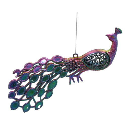 Ozdoba świąteczna – paw z efektem tęczy, 20 cm