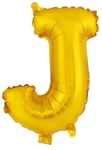 Balon foliowy litera J 30 cm złoty