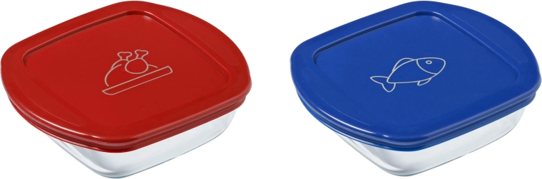 Zestaw kwadratowych szklanych pojemników PYREX 2 szt. 0,3 l