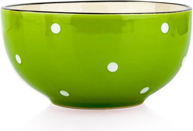 Ceramiczna miska TORO 490 ml zielona w kropki