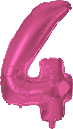 Foliowy balon TORO w kształcie cyfry 4, 30 cm – Różowy