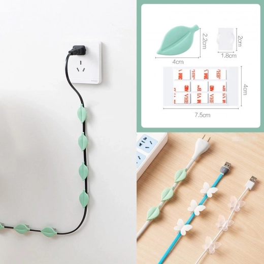 Ozdobny uchwyt do kabli w kształcie liścia (9 szt.)
