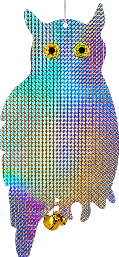 Holograficzny odblaskowy odstraszacz ptaków sowa wisząca duża - 1 sztuka