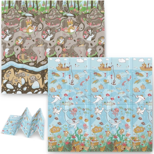 Składana piankowa mata dla dzieci 200 × 180 × 1 cm ocean–ziemia NUKIDO