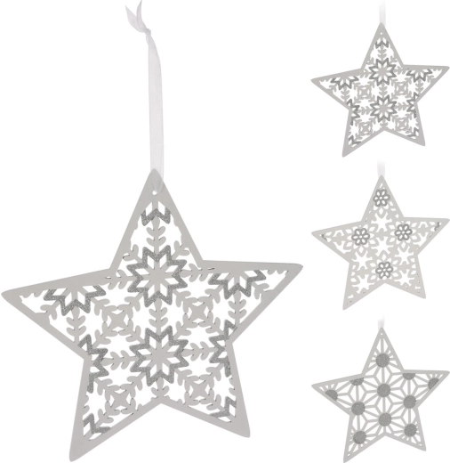 Zawieszana drewniana gwiazda 30 cm biała