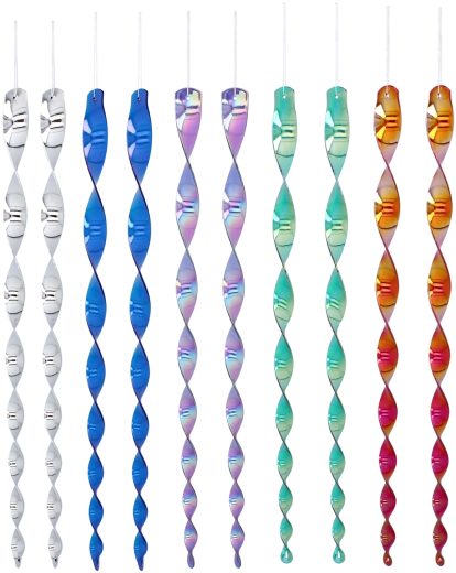 Zestaw 10 odblaskowych spiral przeciw ptakom 50 cm – mix kolorów