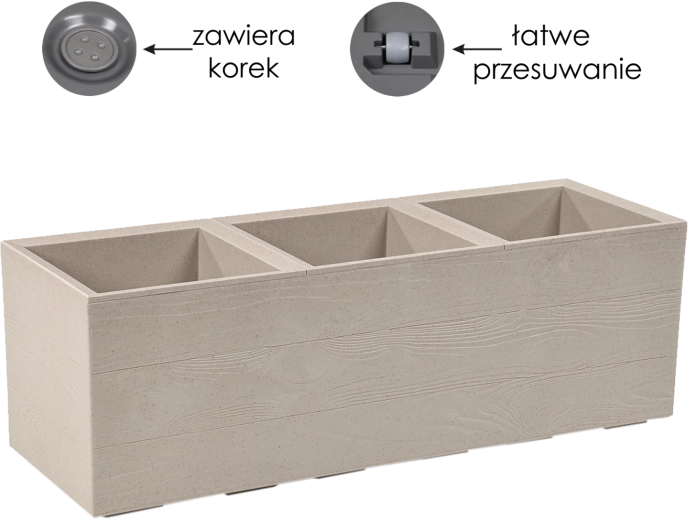 Donica Karo 90 × 30 cm Coffee Latte na kółkach