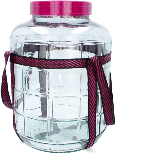 Wielofunkcyjny szklany gąsior 18 l „Vino” z szeroką szyjką i paskami
