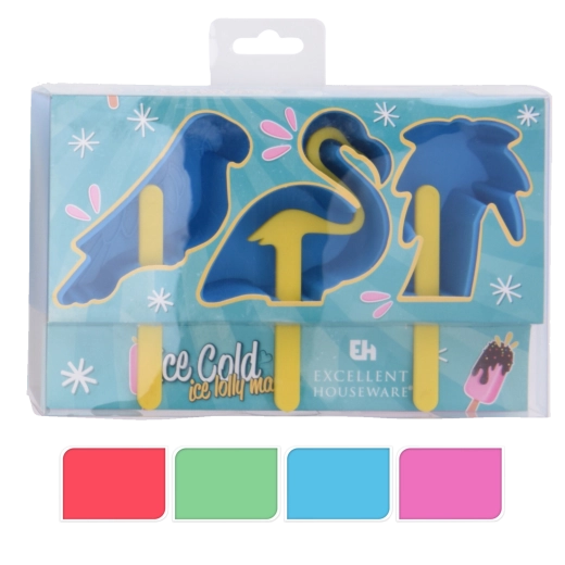 Plastowe foremki do lodów na patyku z motywami zwierząt, 3 szt.