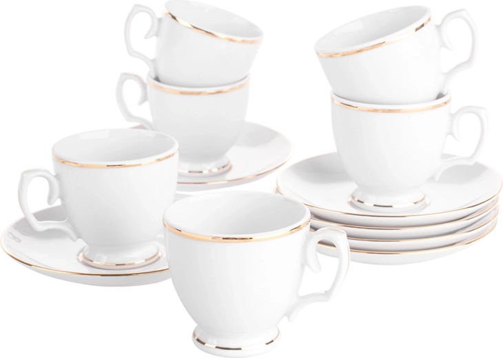 Mariapaula Klasyka Złota Linia zestaw filiżanek do espresso ze spodkami 100 ml (12 szt.)