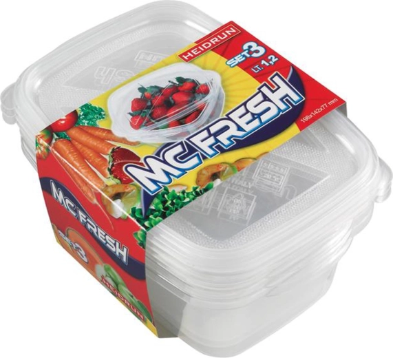 Plastowy pojemnik z pokrywką HEIDRUN McFresh 1,2 l, zestaw 3 szt.