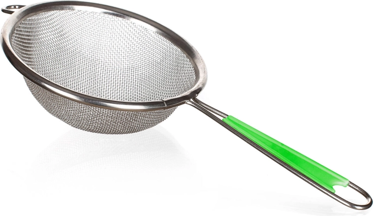 Sitko 10 cm CULINARIA, metalowe z zielonym uchwytem z plastiku