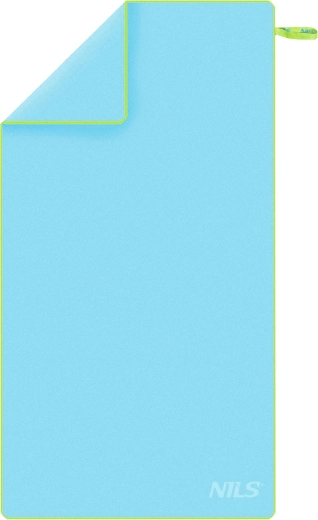 Szybkoschnący ręcznik z mikrofibry NILS, niebiesko‑zielony, 180 × 100 cm