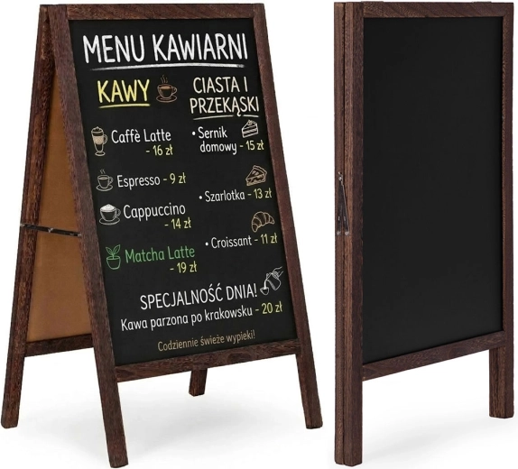 Dwustronna tablica reklamowa typu A 83 × 50 cm z powierzchnią kredową ModernHome