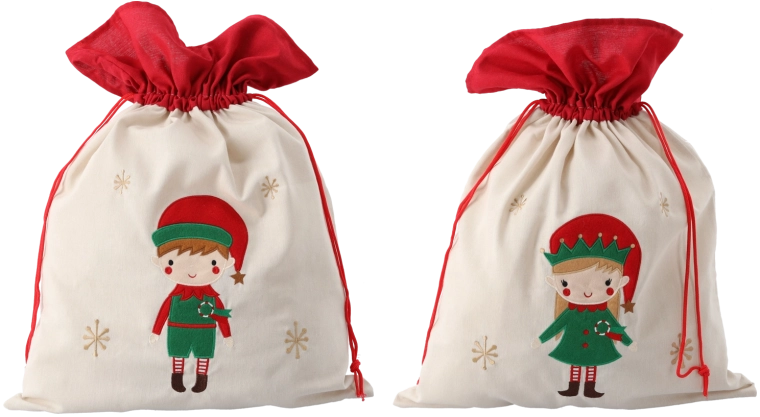 Worek prezentowy 45 × 60 cm beżowy, mix wzorów elf