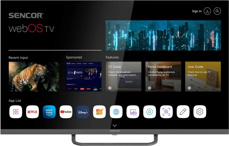 Telewizor LED Sencor 32" Smart webOS z Wi‑Fi i Bluetooth