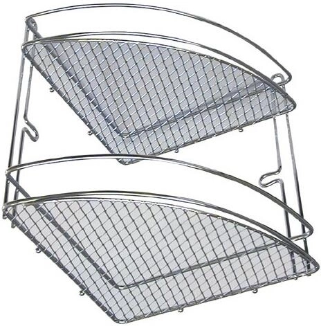 Narożna dwupoziomowa półka łazienkowa z chromu 20,5 × 20,5 × 26 cm