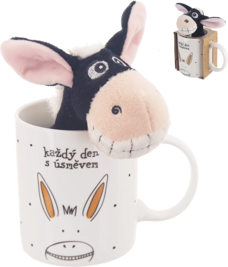 Porcelanowy kubek z zabawką – osiołek 0,39 l