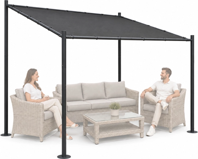Multigarden pergola ogrodowa 3 × 3 m z dachem, stalowa, szara