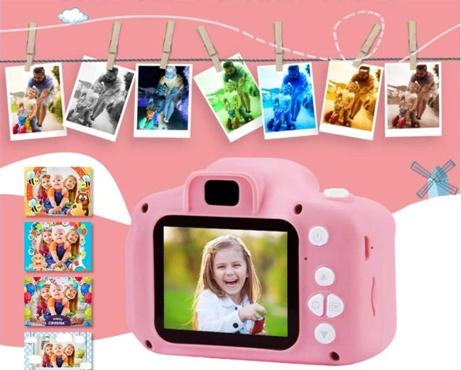 Cyfrowy aparat fotograficzny dla dzieci z grami, kotek – Różowy kotek
