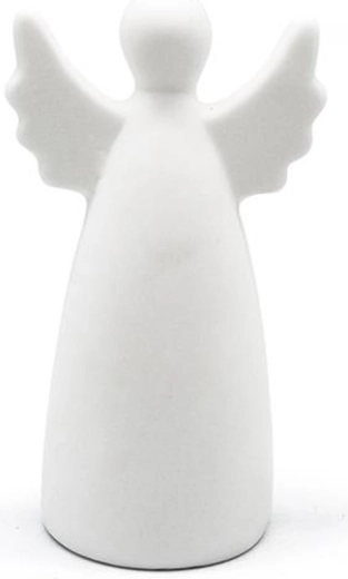 Świecący ceramiczny anioł z LED, biały, w zestawie z bateriami